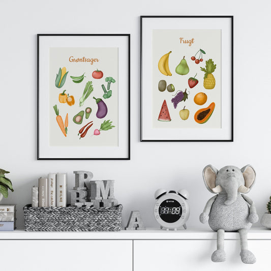 Plakatsæt - Frugt & Grøntsager - 2 Plakater - Lille Plakat
